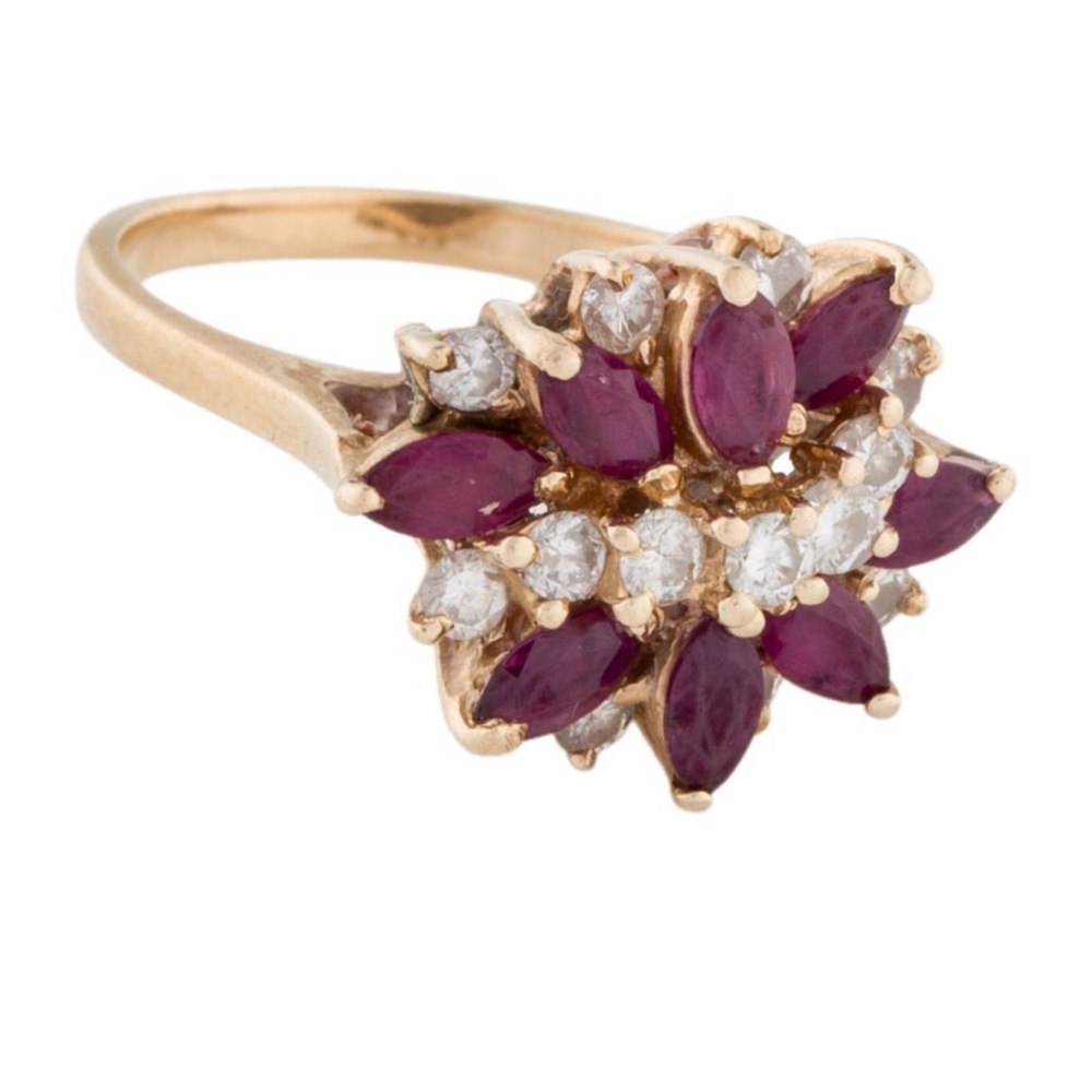 14k Ruby & Diamond Cocktail Ring - image 2